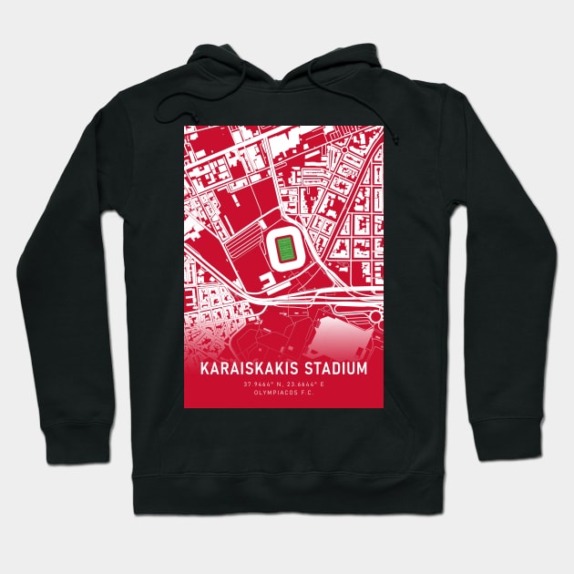 Olympiacos Stadium Map Design Hoodie by TopFootballStadiums